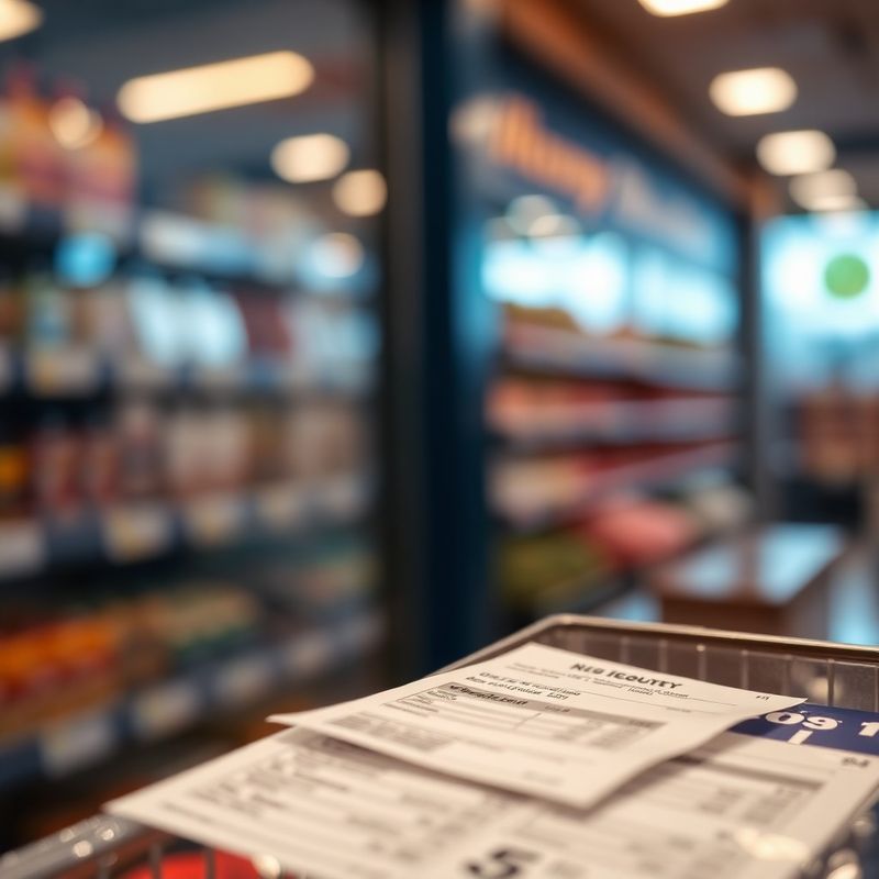 Etichete de preț la supermarket în ton indigo, prim-plan